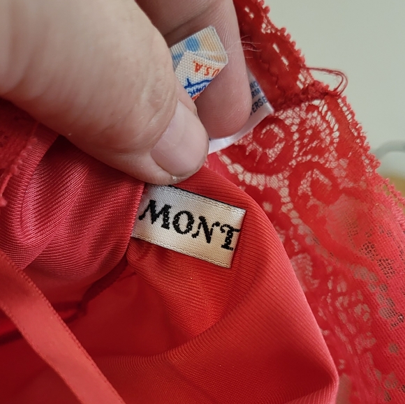 Vintage Montaldo's Redish Pink Full Slip With Lace Size 36 Made in USA - Picture 16 of 16